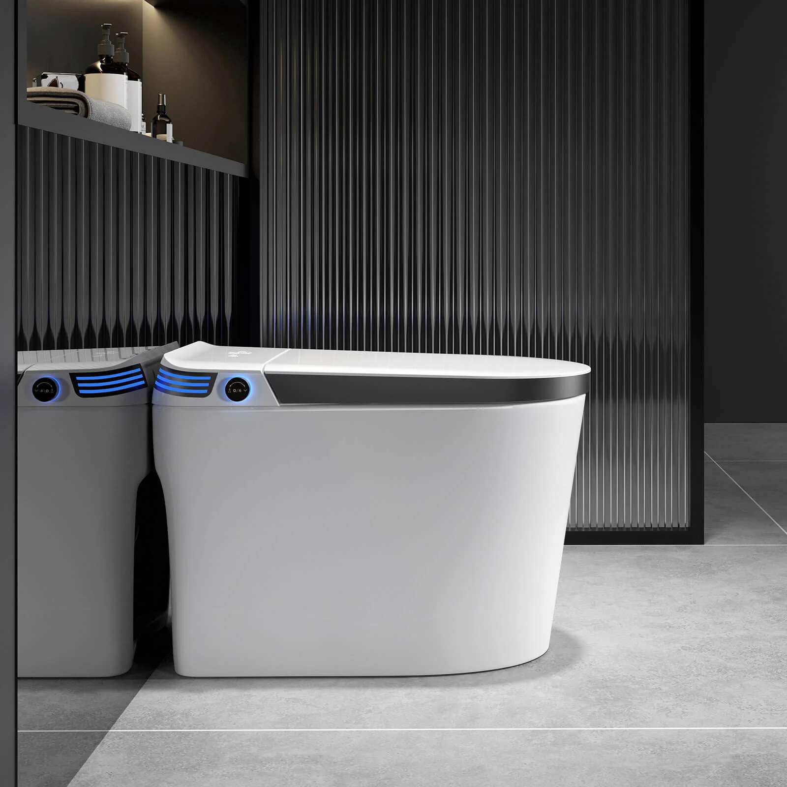 Modern Tankless Smart Bidet Toilet with LED Light, Heated Seat, and Automatic Flush - Image 18
