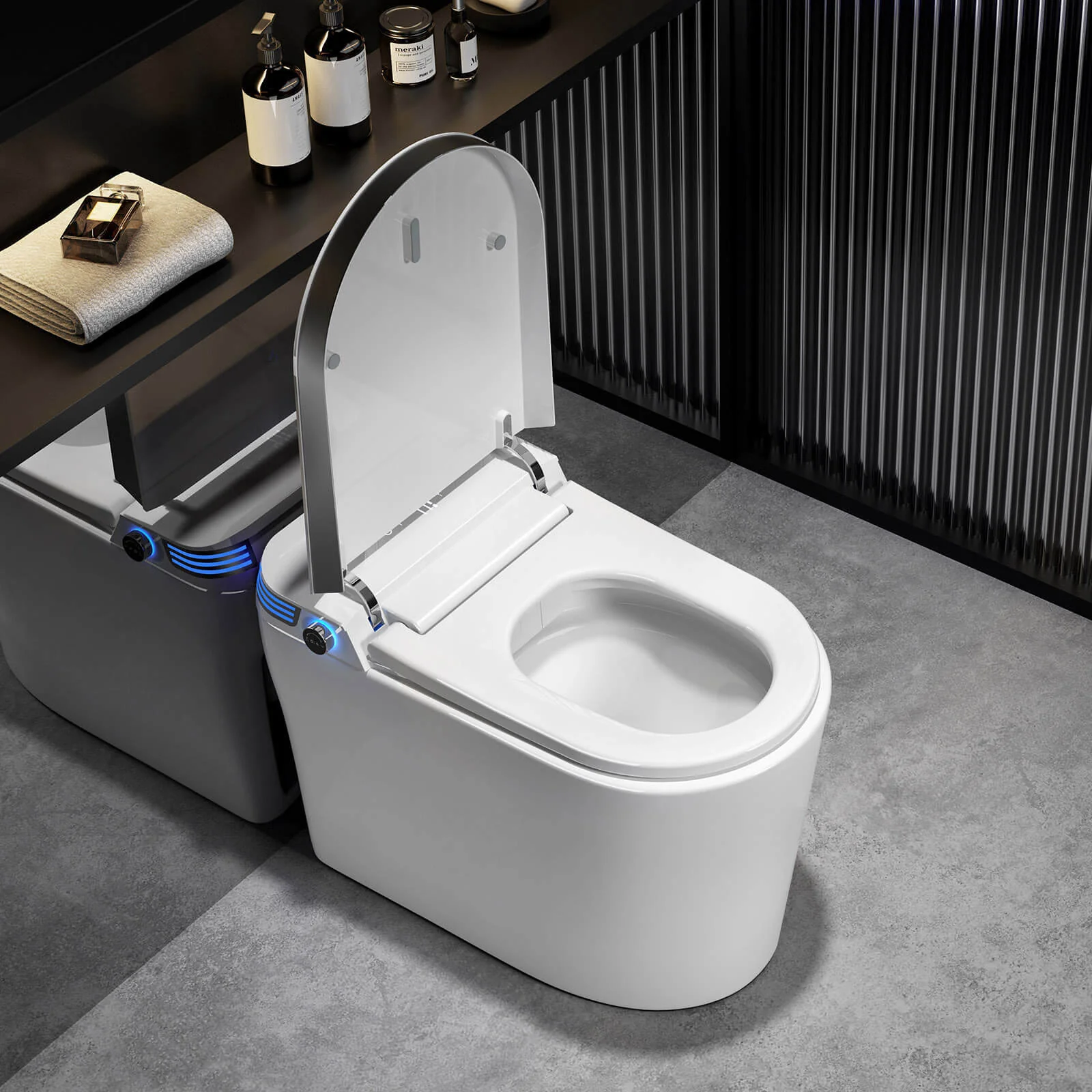 Modern Tankless Smart Bidet Toilet with LED Light, Heated Seat, and Automatic Flush - Image 19
