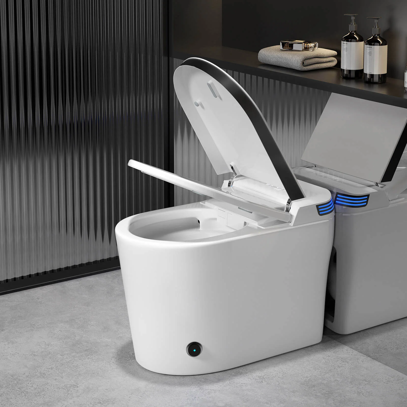 Modern Tankless Smart Bidet Toilet with LED Light, Heated Seat, and Automatic Flush - Image 20