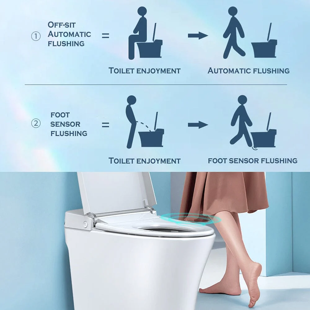 Modern Tankless Smart Bidet Toilet with LED Light, Heated Seat, and Automatic Flush - Image 25