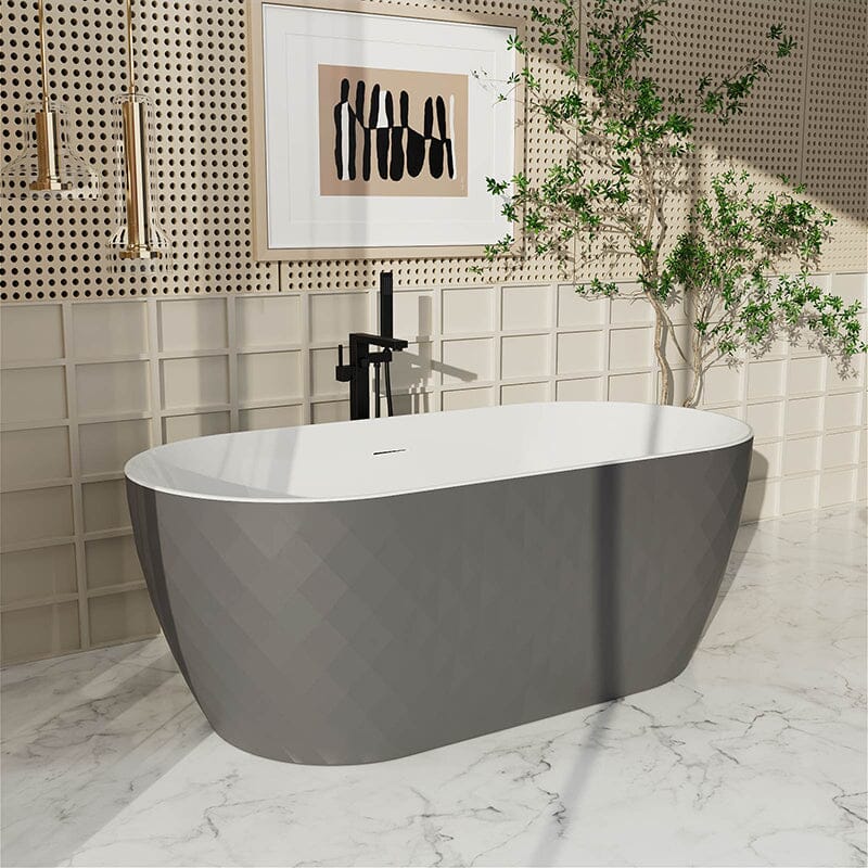 Mokleba 59" Unique Design Oval Acrylic Bathtub Freestanding Soaking Tub - Image 14