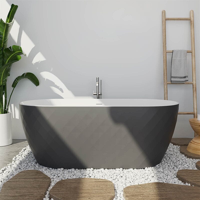 Mokleba 59" Unique Design Oval Acrylic Bathtub Freestanding Soaking Tub - Image 16
