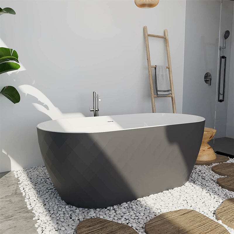 Mokleba 59" Unique Design Oval Acrylic Bathtub Freestanding Soaking Tub - Image 17