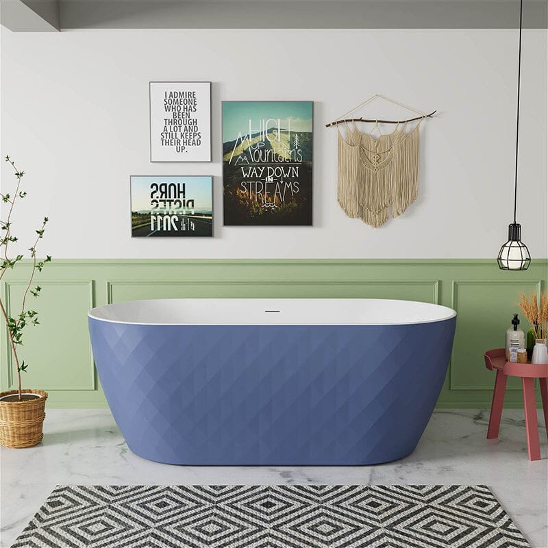 Mokleba 59" Unique Design Oval Acrylic Bathtub Freestanding Soaking Tub - Image 23