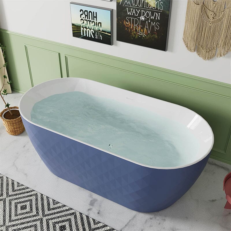 Mokleba 59" Unique Design Oval Acrylic Bathtub Freestanding Soaking Tub - Image 24