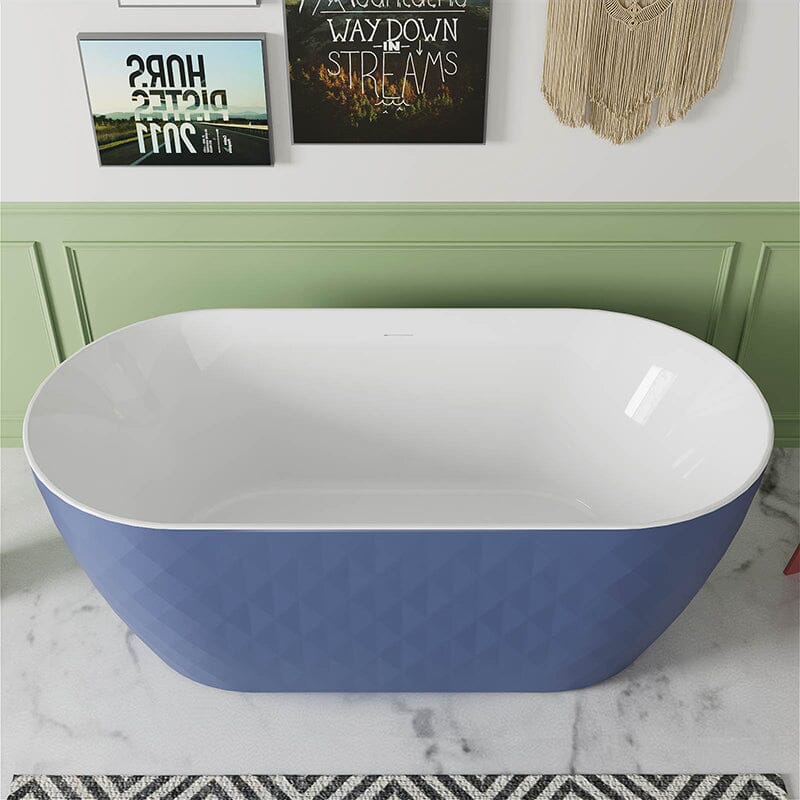 Mokleba 59" Unique Design Oval Acrylic Bathtub Freestanding Soaking Tub - Image 25