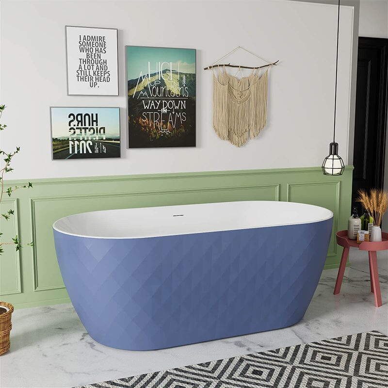 Mokleba 59" Unique Design Oval Acrylic Bathtub Freestanding Soaking Tub - Image 26
