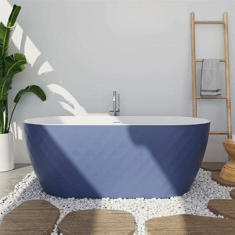 Mokleba 59" Unique Design Oval Acrylic Bathtub Freestanding Soaking Tub - Image 27