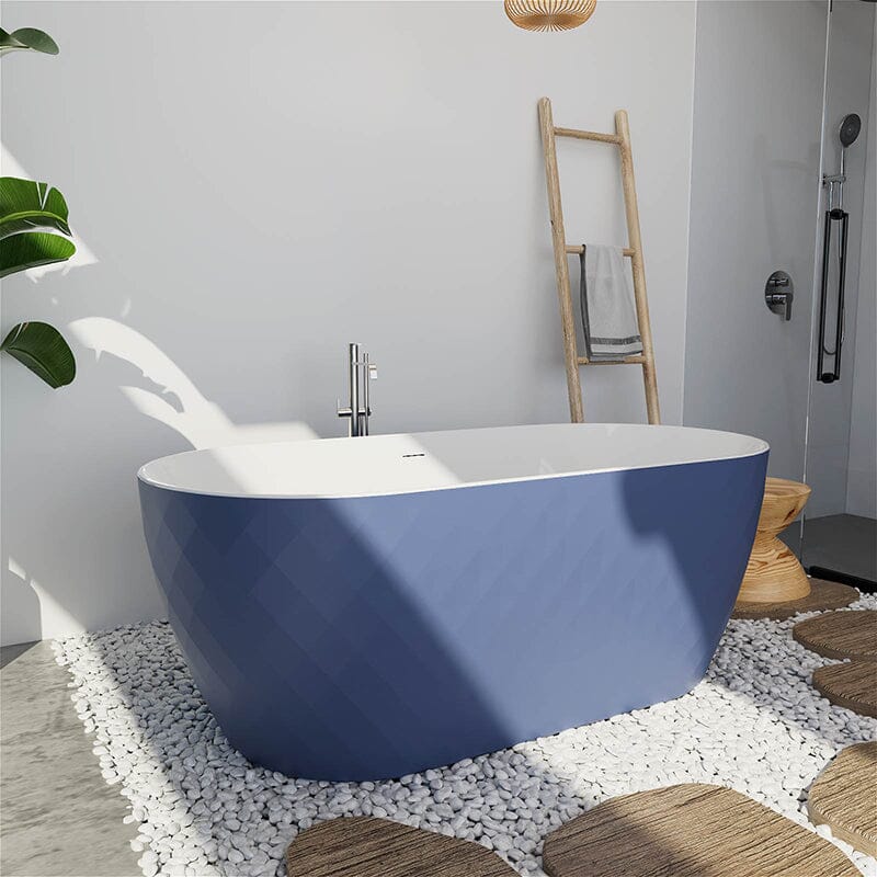 Mokleba 59" Unique Design Oval Acrylic Bathtub Freestanding Soaking Tub - Image 28