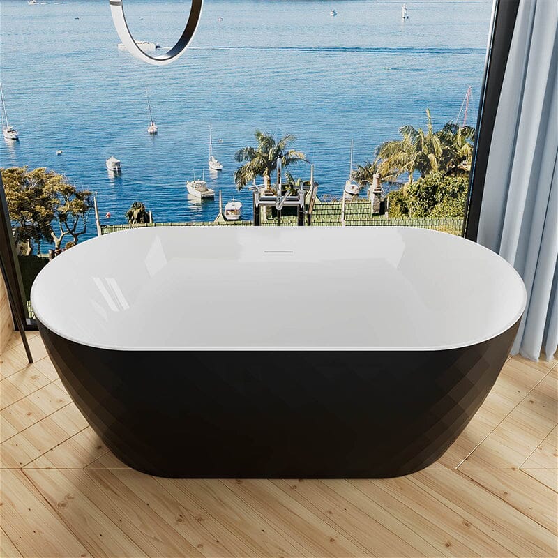 Mokleba 59" Unique Design Oval Acrylic Bathtub Freestanding Soaking Tub - Image 3