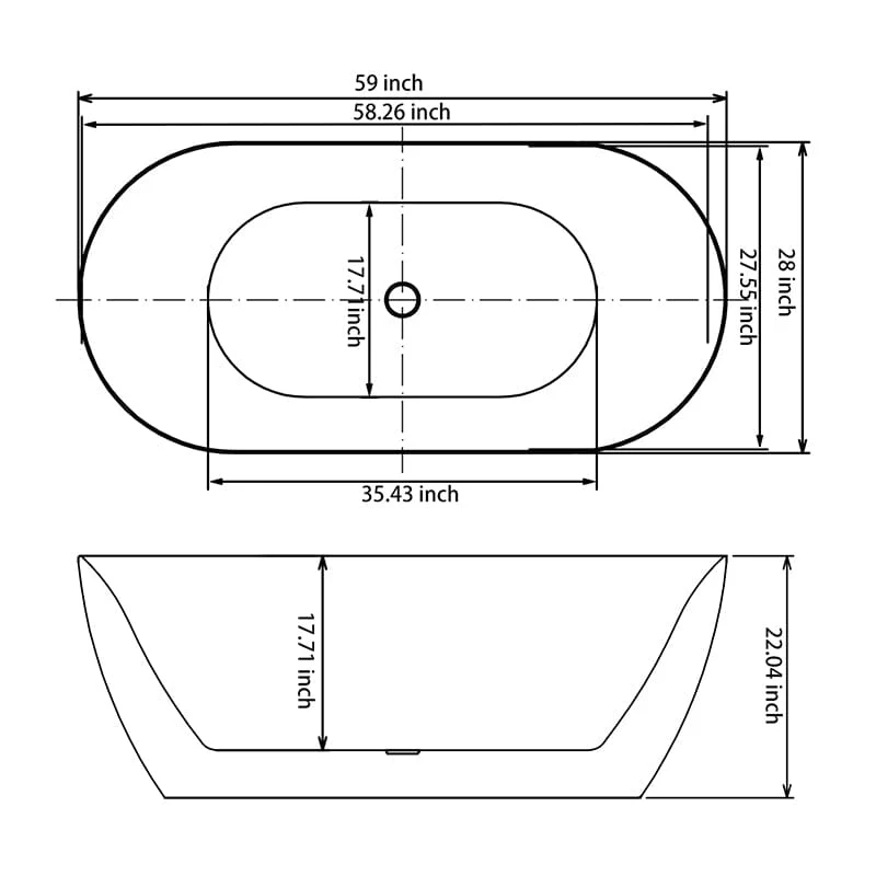 Mokleba 59" Unique Design Oval Acrylic Bathtub Freestanding Soaking Tub - Image 34