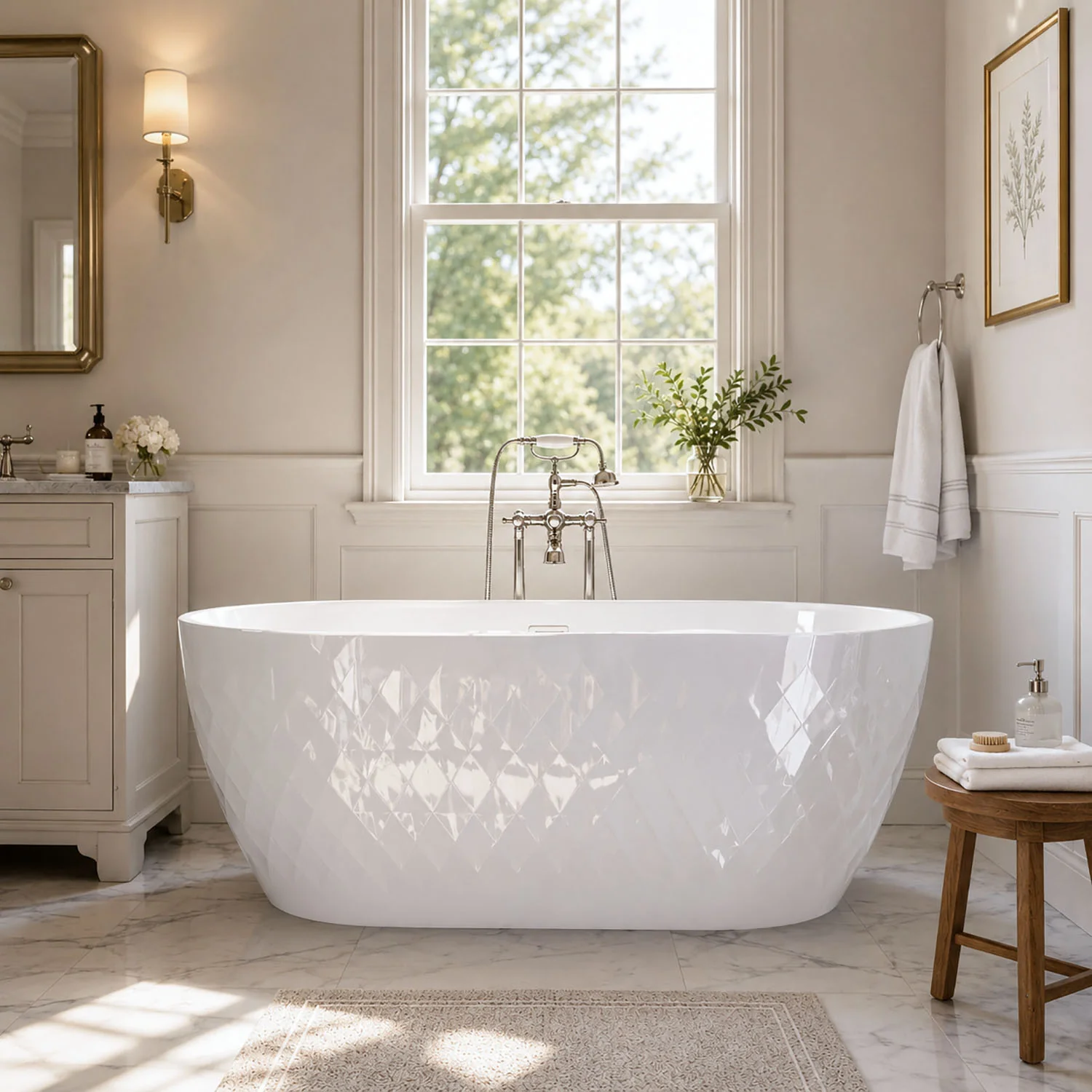 Mokleba 59" Unique Design Oval Acrylic Bathtub Freestanding Soaking Tub - Image 35