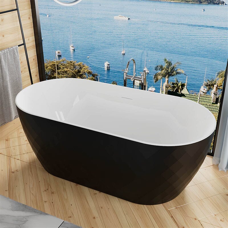 Mokleba 59" Unique Design Oval Acrylic Bathtub Freestanding Soaking Tub - Image 4