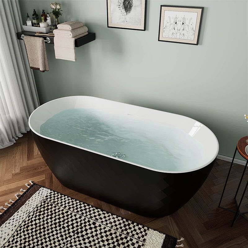 Mokleba 59" Unique Design Oval Acrylic Bathtub Freestanding Soaking Tub - Image 6
