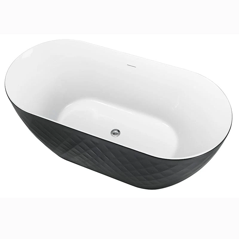 Mokleba 59" Unique Design Oval Acrylic Bathtub Freestanding Soaking Tub - Image 9