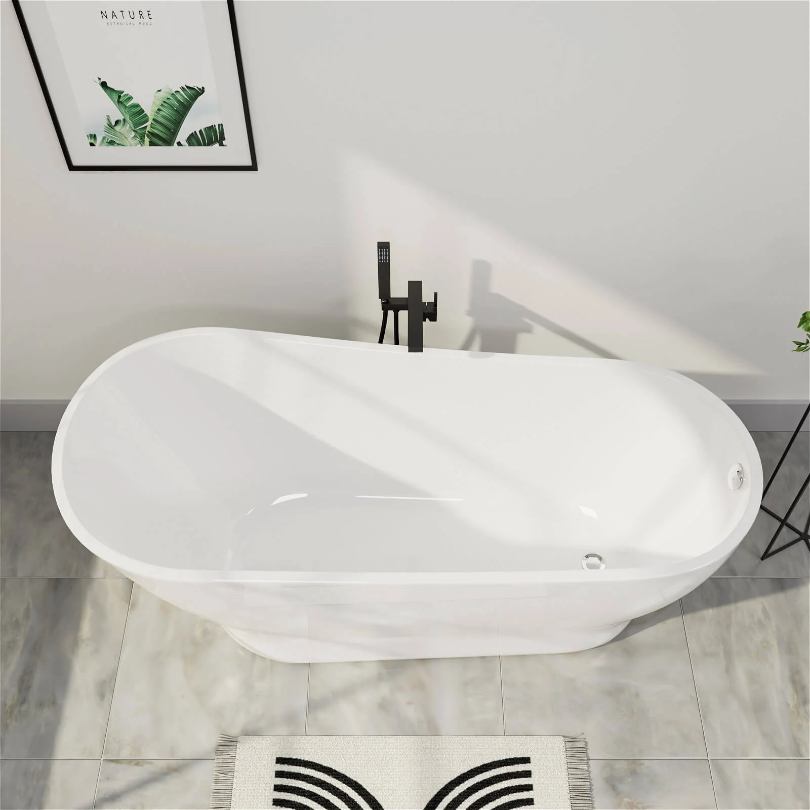Mokleba 59" Acrylic Single Slipper Tub Curve Shape Freestanding Bathtub - Image 4