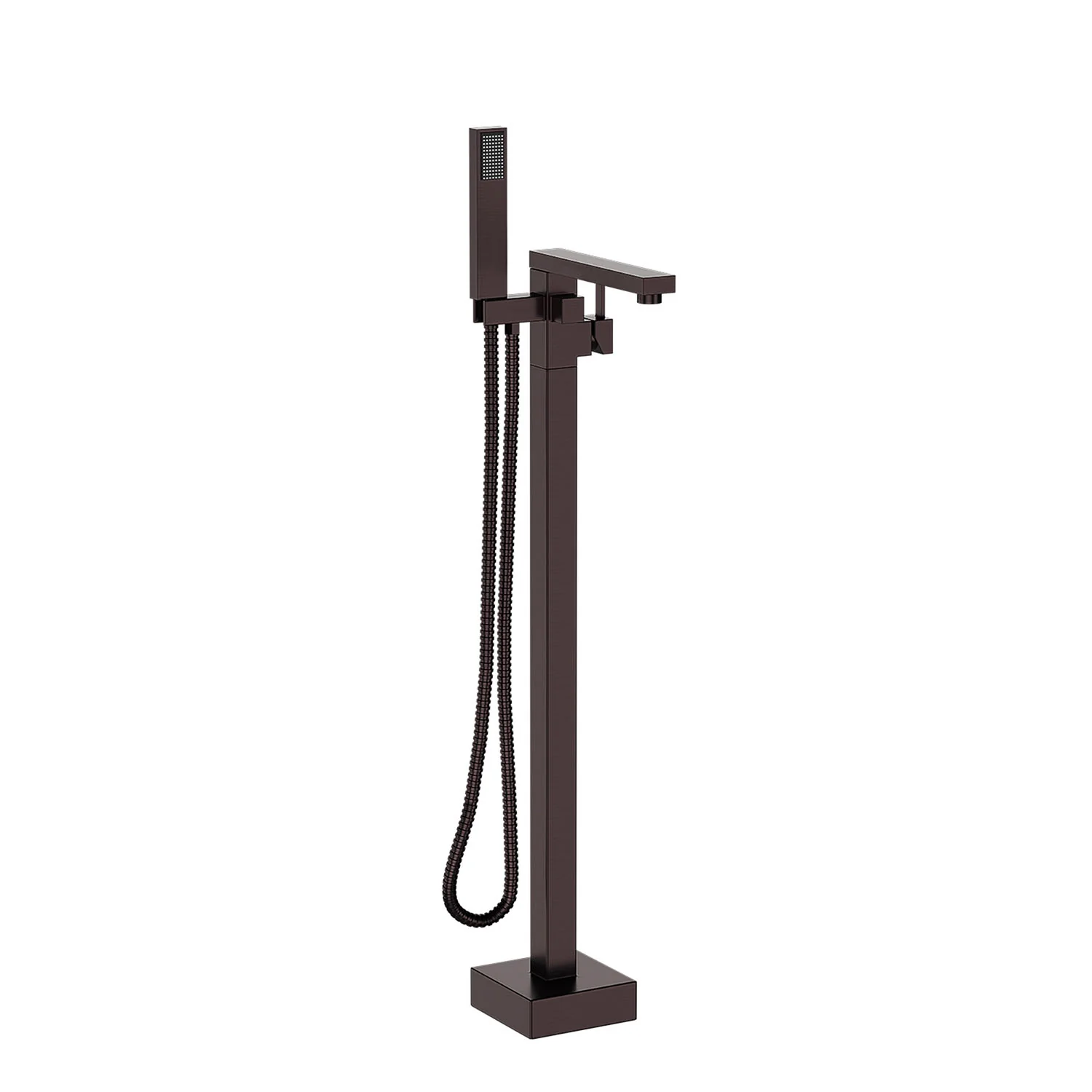Oil-Rubbed Bronze Freestanding Bathtub Faucet Floor Mount Tub Filler Single Handle with Hand Shower - Image 4