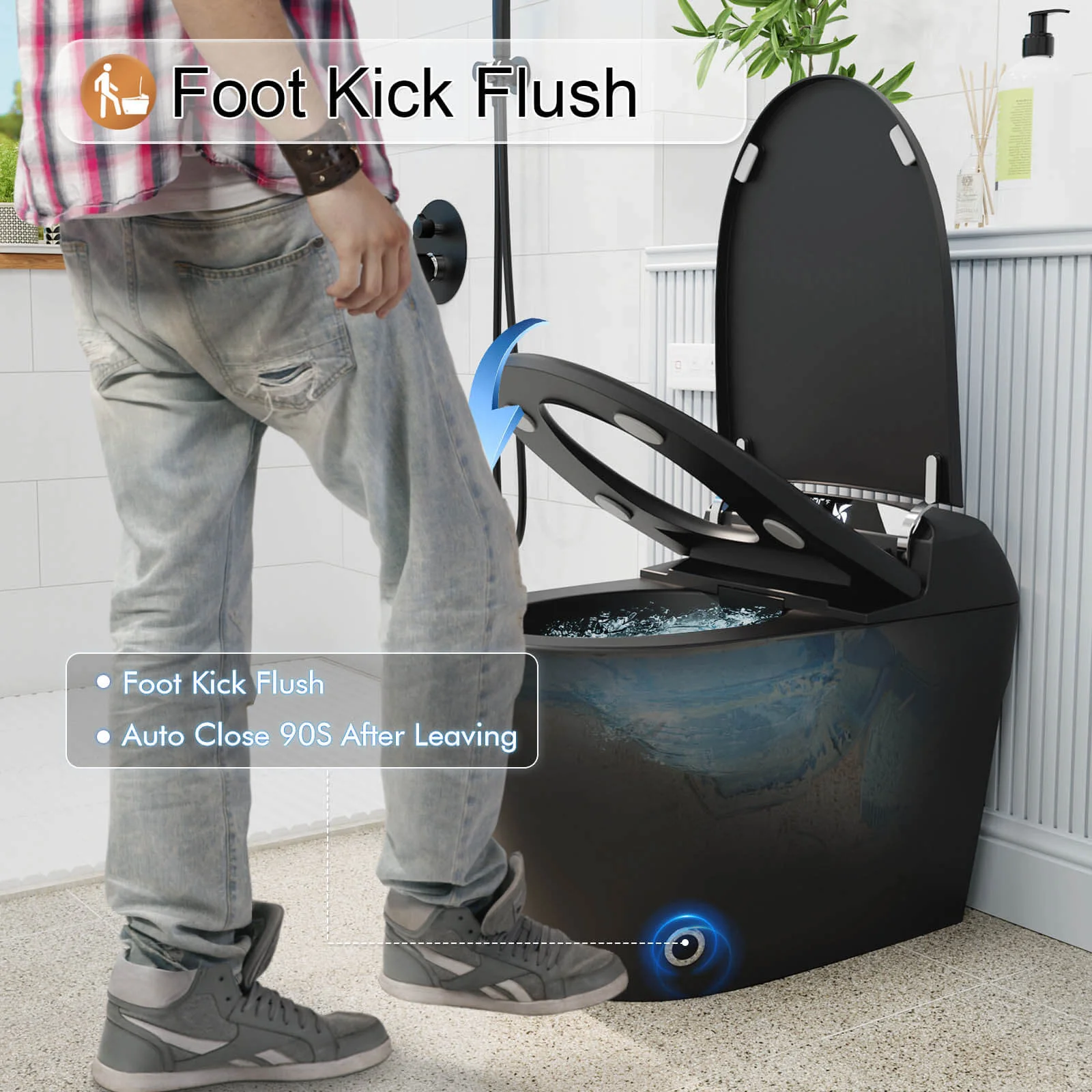 Giving Tree Smart Toilet with Hidden Water Tank, Elongated Bidet Toilet, Low Water Pressure Start, Heated Seat, Mobile Drying & Auto-Flush - Image 11