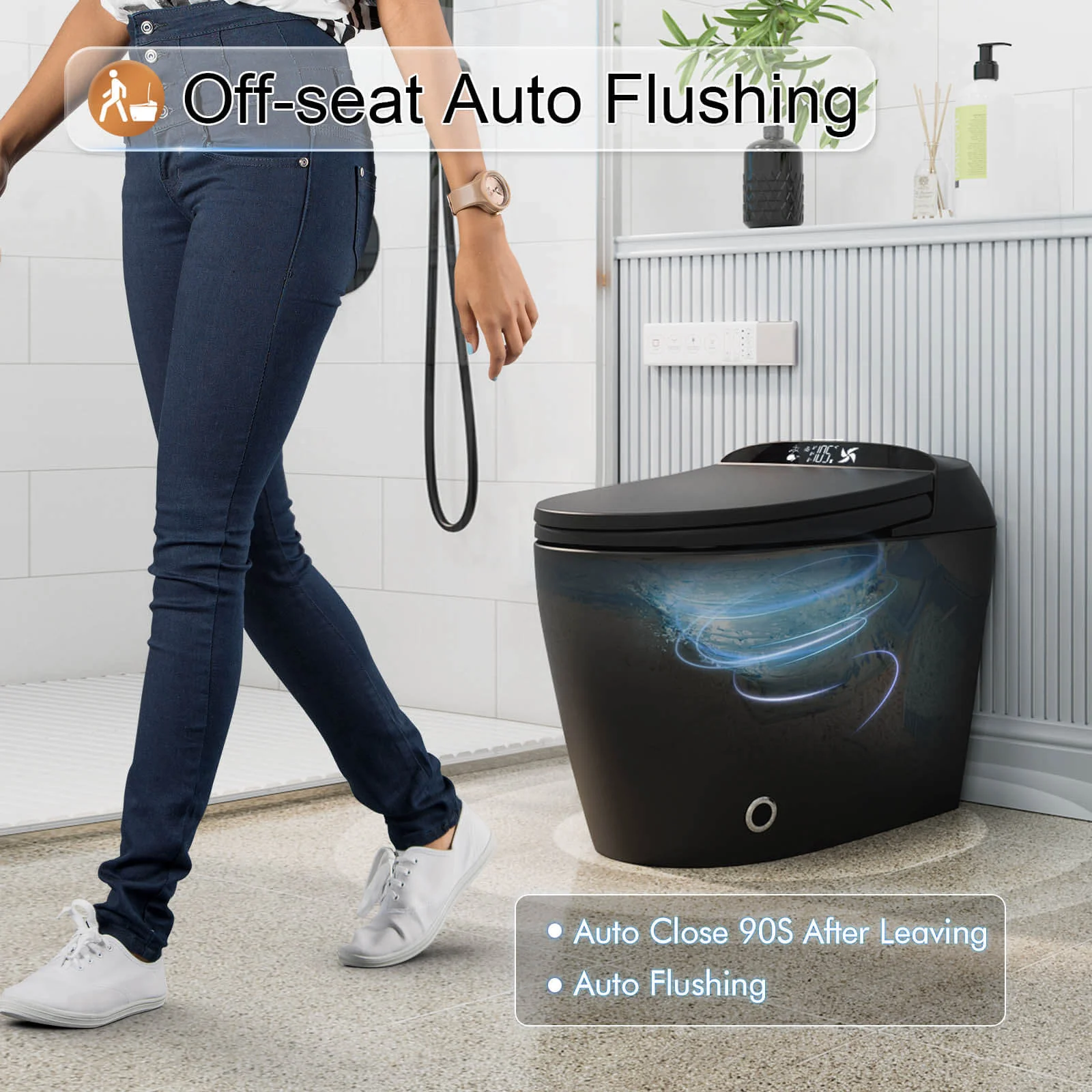 Giving Tree Smart Toilet with Hidden Water Tank, Elongated Bidet Toilet, Low Water Pressure Start, Heated Seat, Mobile Drying & Auto-Flush - Image 12