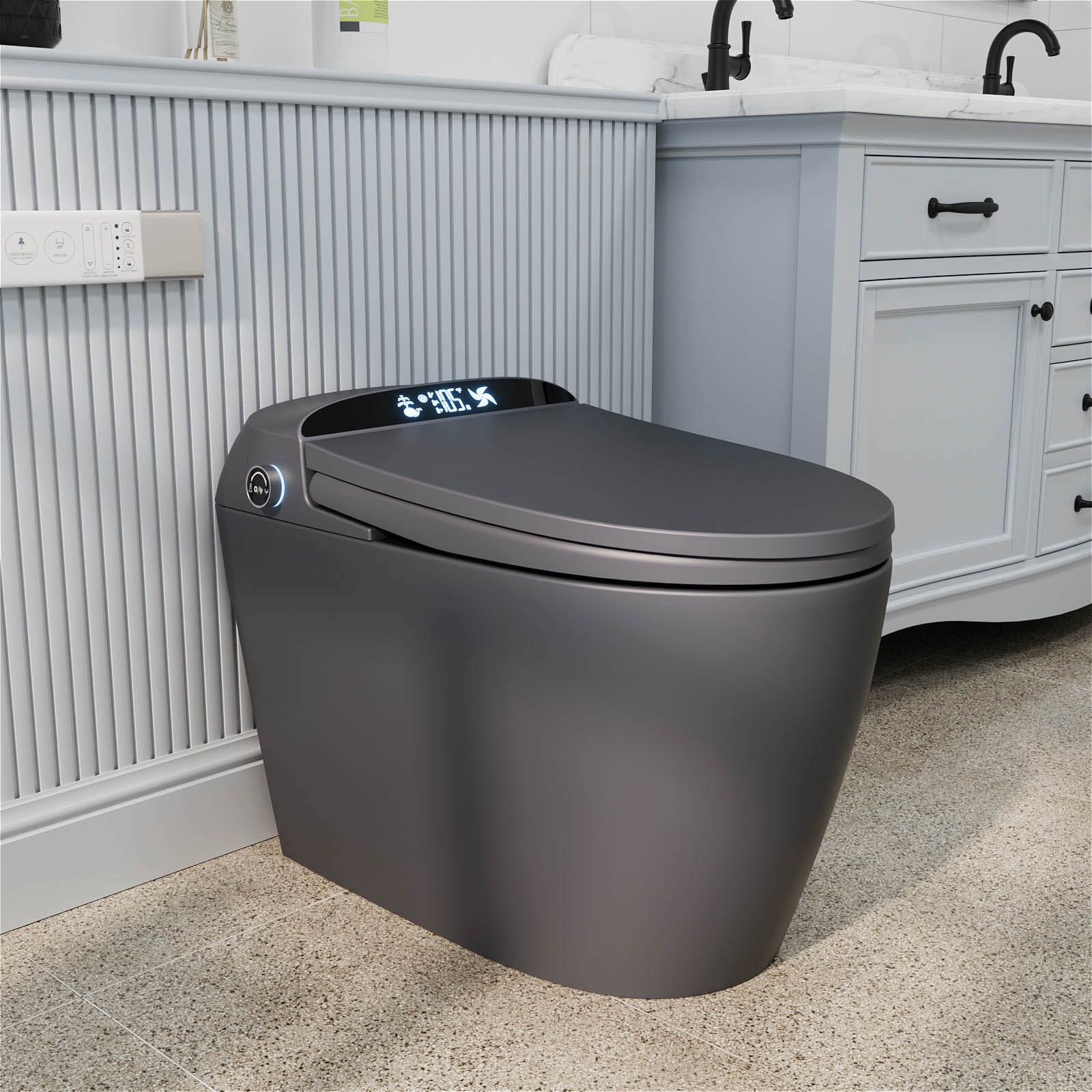 Giving Tree Smart Toilet with Hidden Water Tank, Elongated Bidet Toilet, Low Water Pressure Start, Heated Seat, Mobile Drying & Auto-Flush - Image 17
