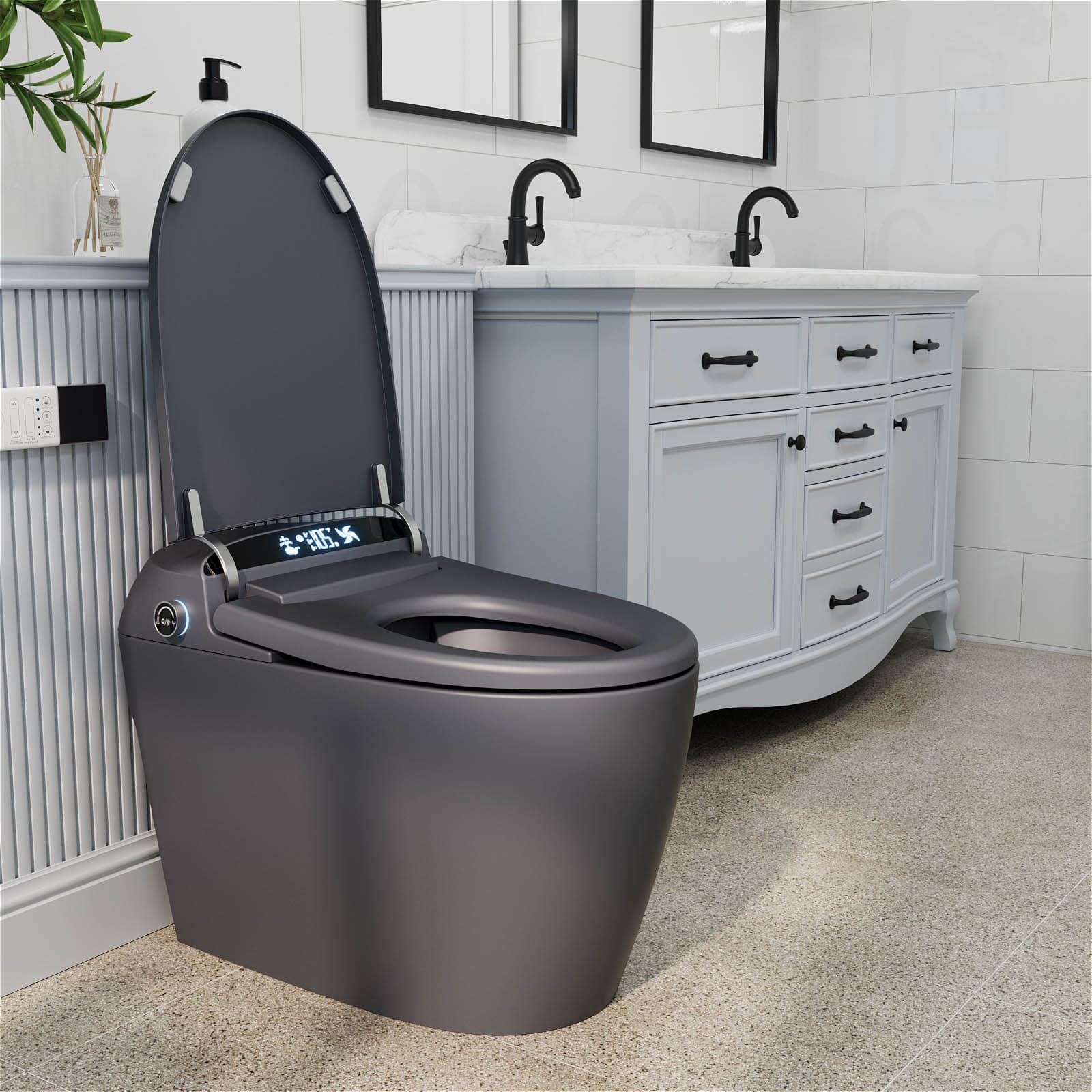 Giving Tree Smart Toilet with Hidden Water Tank, Elongated Bidet Toilet, Low Water Pressure Start, Heated Seat, Mobile Drying & Auto-Flush - Image 18