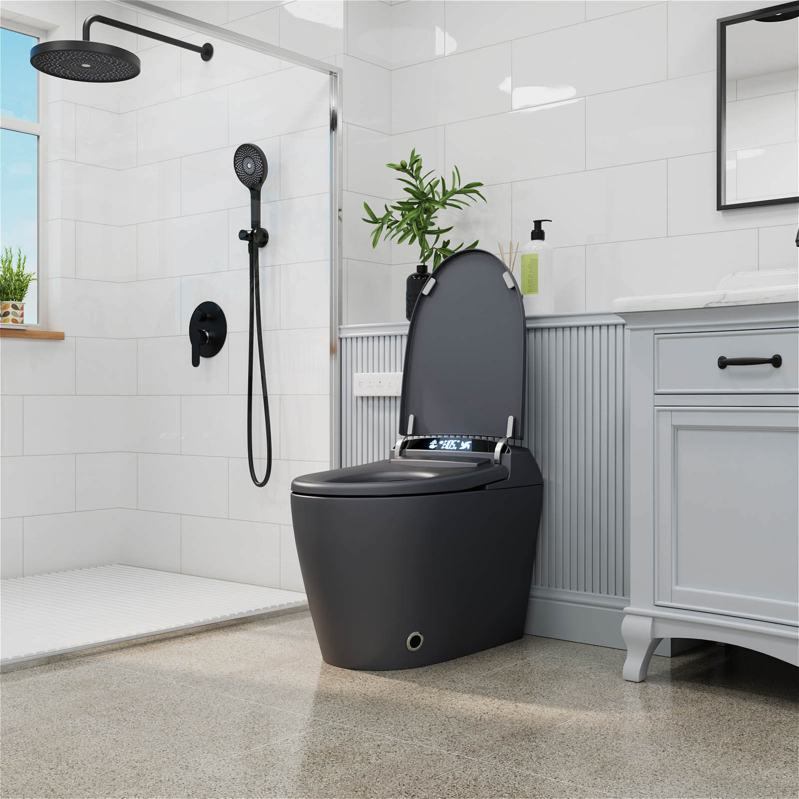 Giving Tree Smart Toilet with Hidden Water Tank, Elongated Bidet Toilet, Low Water Pressure Start, Heated Seat, Mobile Drying & Auto-Flush - Image 20