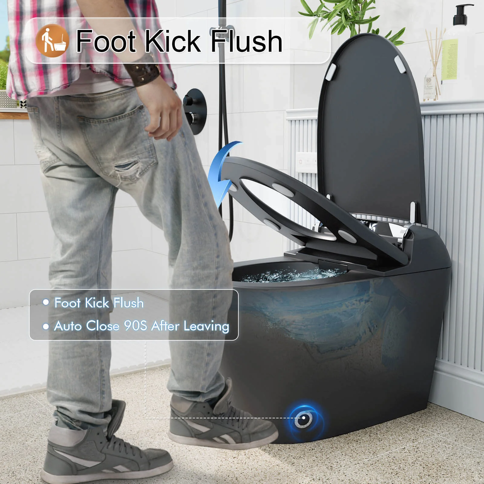 Giving Tree Smart Toilet with Hidden Water Tank, Elongated Bidet Toilet, Low Water Pressure Start, Heated Seat, Mobile Drying & Auto-Flush - Image 25