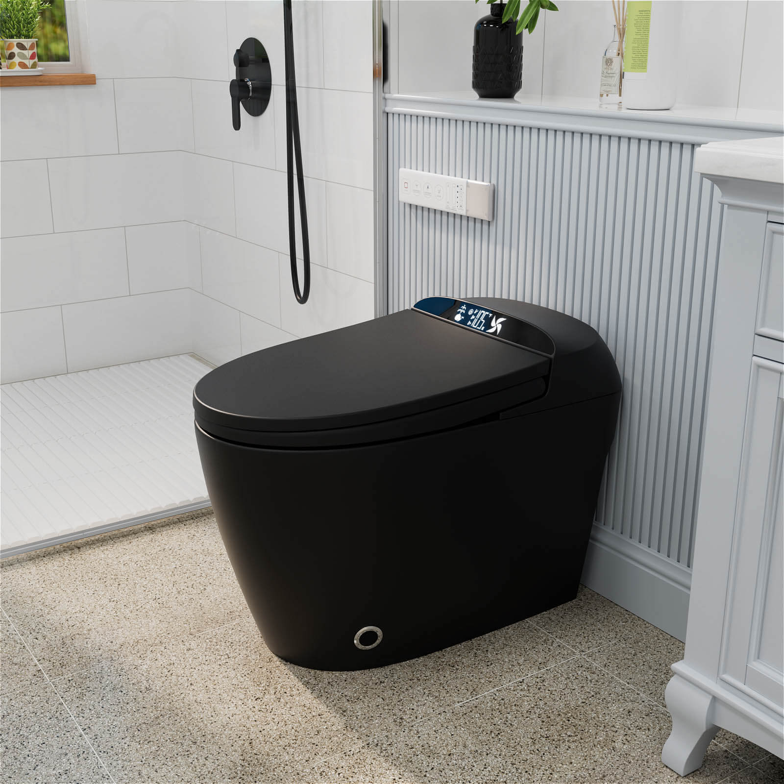 Giving Tree Smart Toilet with Hidden Water Tank, Elongated Bidet Toilet, Low Water Pressure Start, Heated Seat, Mobile Drying & Auto-Flush - Image 3