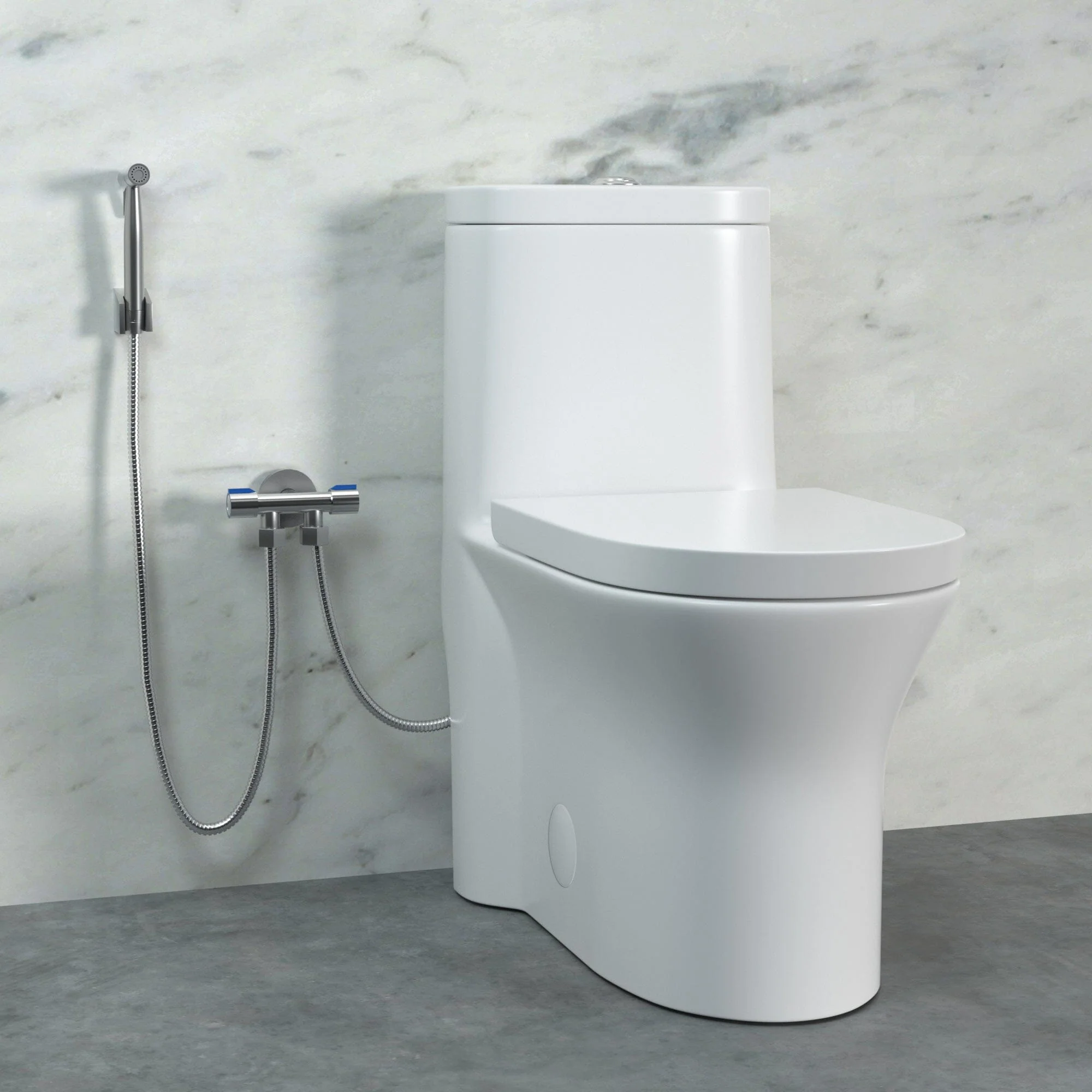 Giving Tree One-Piece Elongated Toilet Silent Siphon Jet Double Flushing with Bidet Sprayer - Image 5