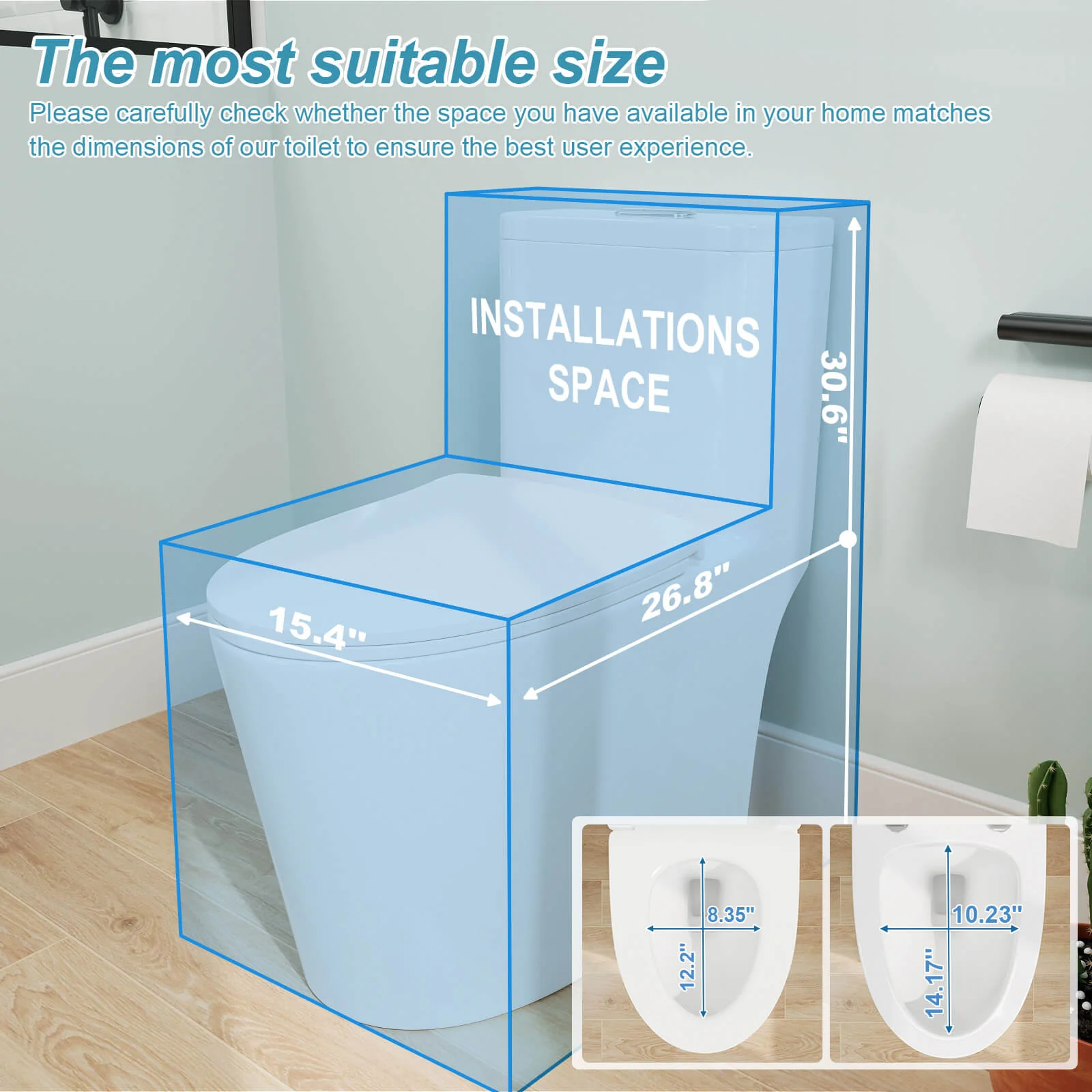 ADA Height One-Piece Toilet 1.0GPF/1.28 GPF Siphon Jet Dual Flushing with Toilet Seat - Image 12