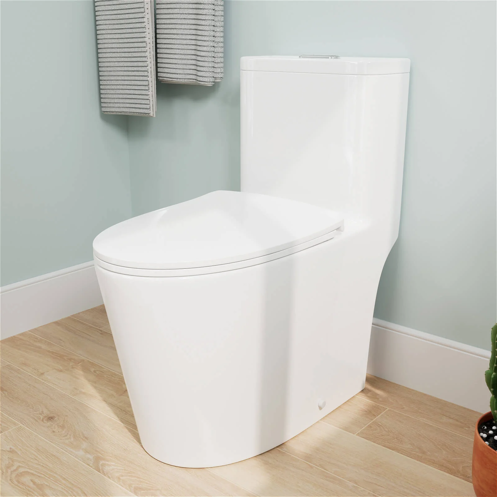ADA Height One-Piece Toilet 1.0GPF/1.28 GPF Siphon Jet Dual Flushing with Toilet Seat - Image 3