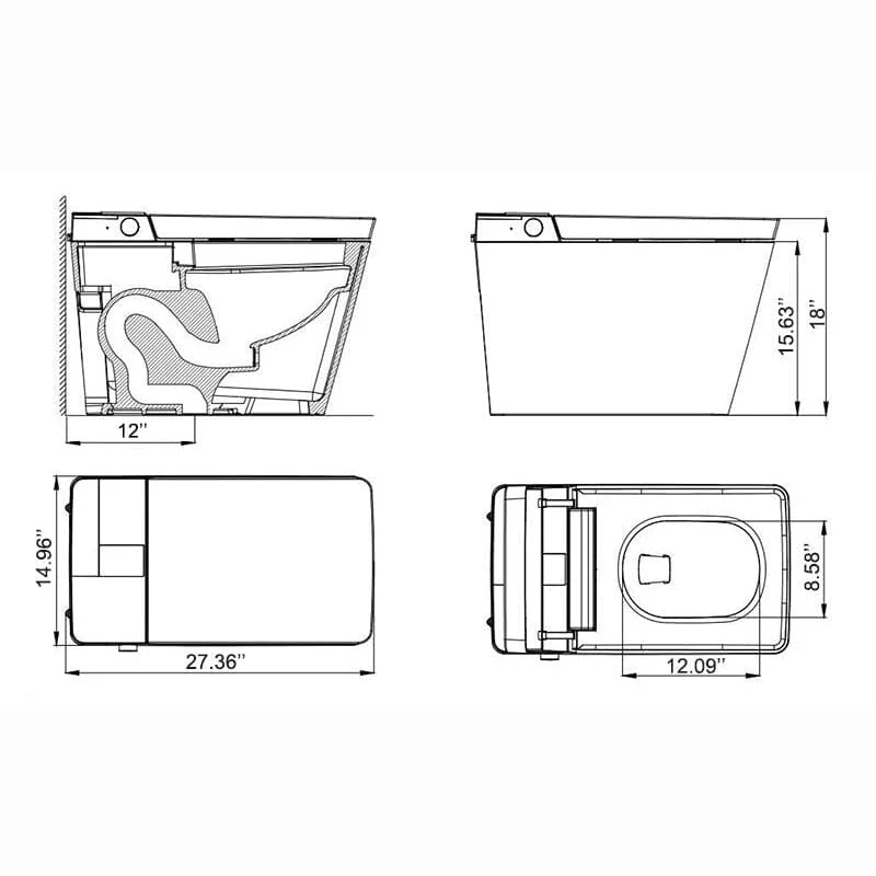 Giving Tree One-Piece Floor-Mounted Square Smart Toilet with Remote Control and Automatic Cover - Image 15