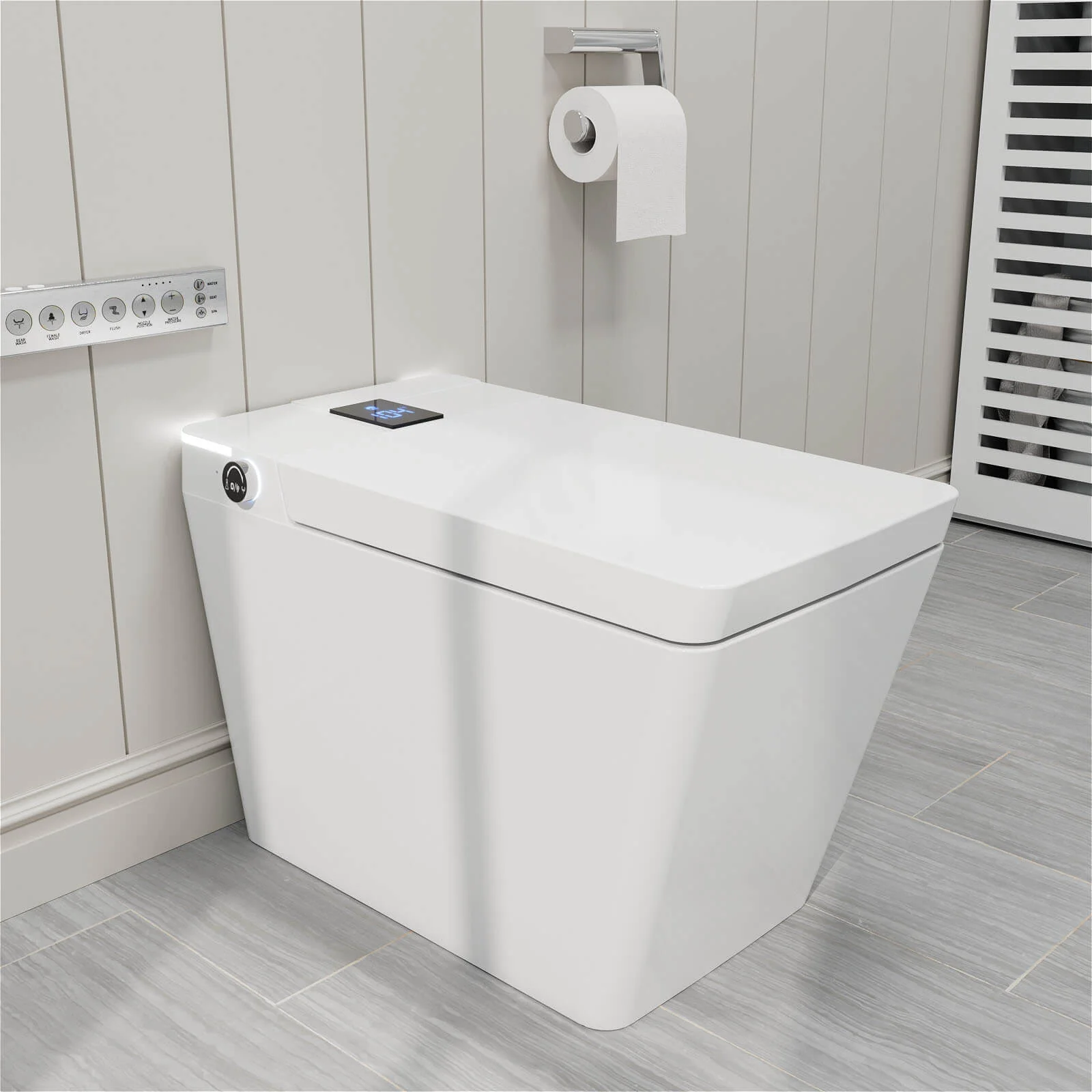 Giving Tree One-Piece Floor-Mounted Square Smart Toilet with Remote Control and Automatic Cover - Image 16