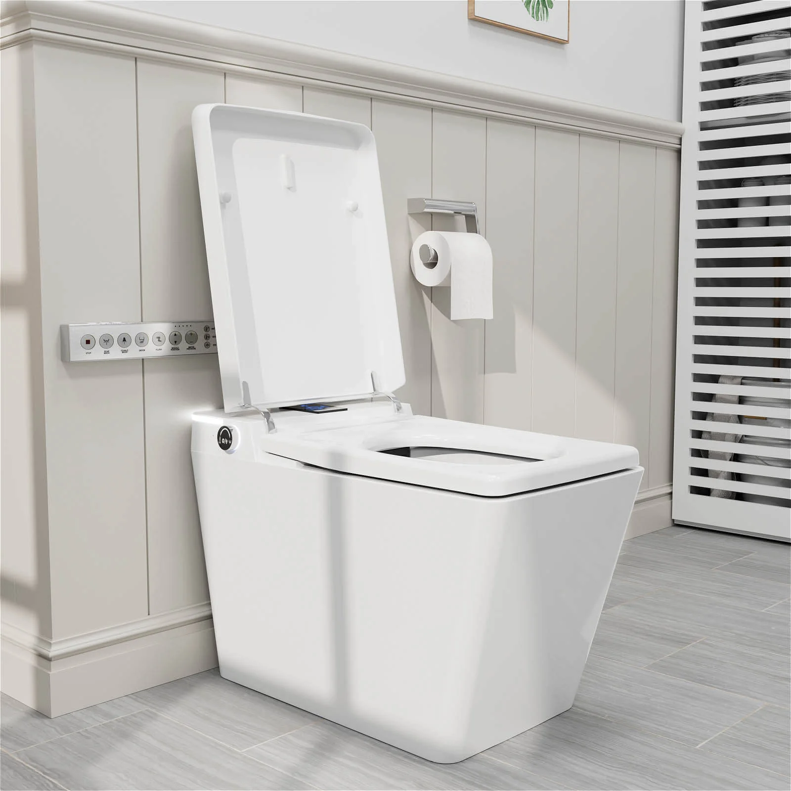 Giving Tree One-Piece Floor-Mounted Square Smart Toilet with Remote Control and Automatic Cover - Image 20