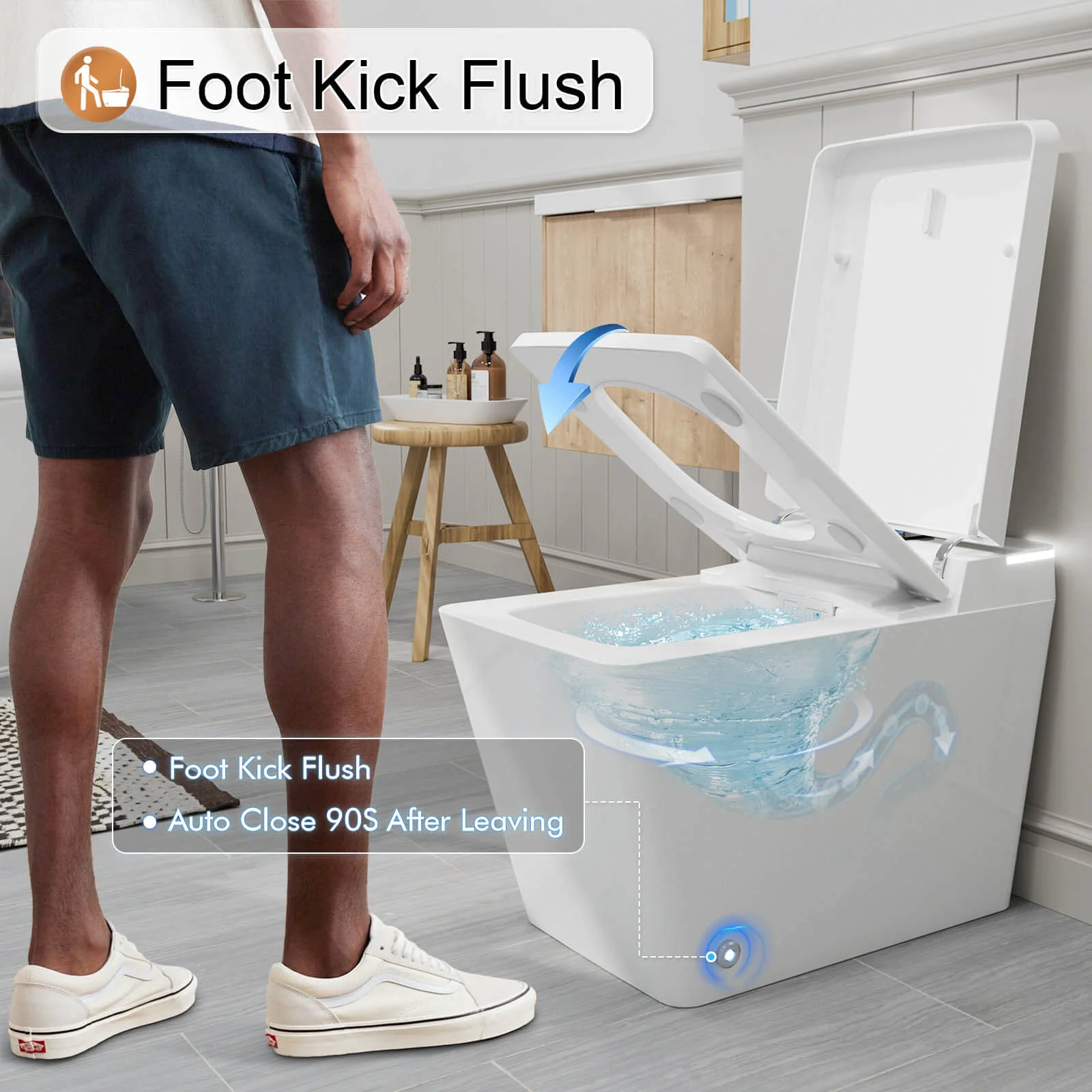 Giving Tree One-Piece Floor-Mounted Square Smart Toilet with Remote Control and Automatic Cover - Image 28