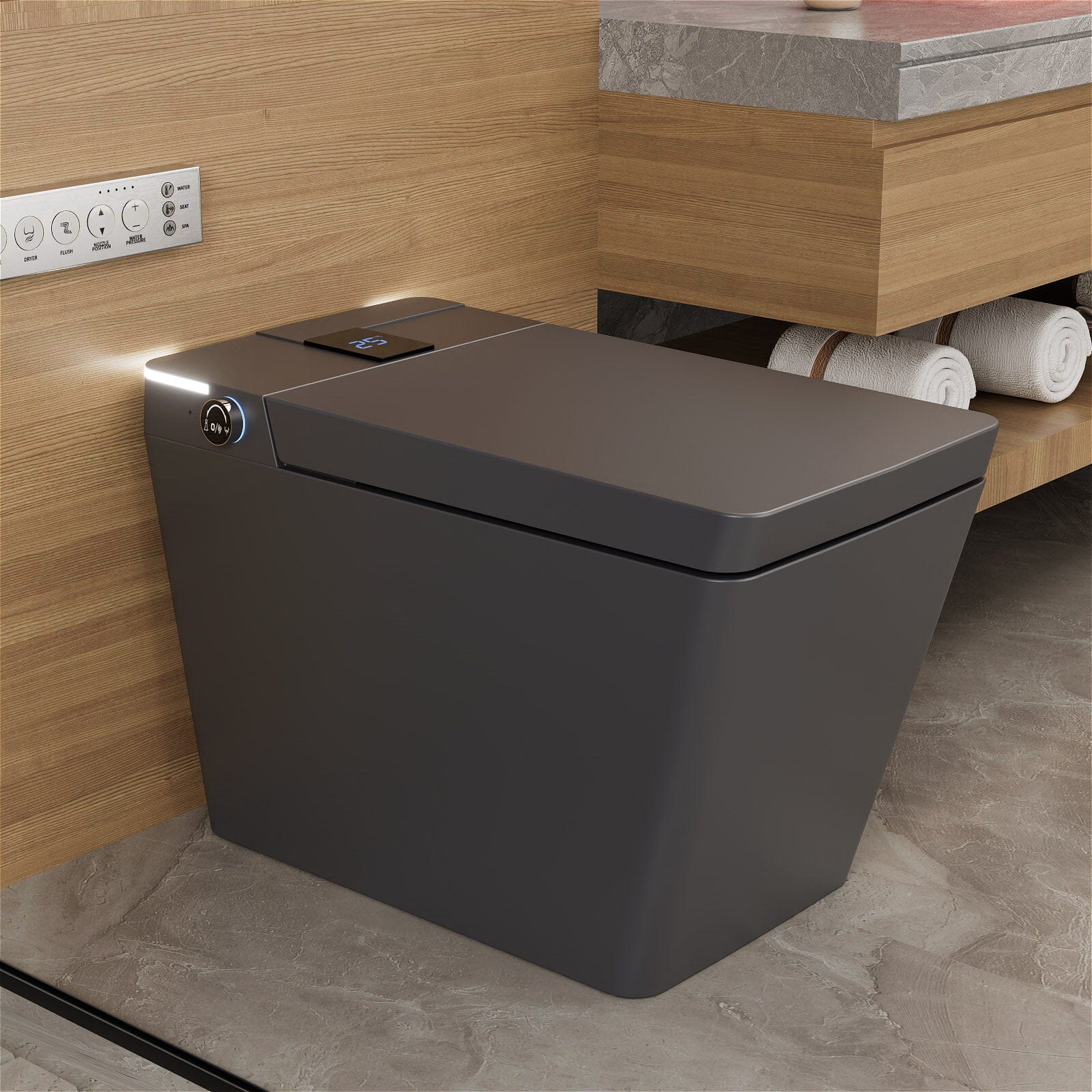 Giving Tree One-Piece Floor-Mounted Square Smart Toilet with Remote Control and Automatic Cover - Image 31