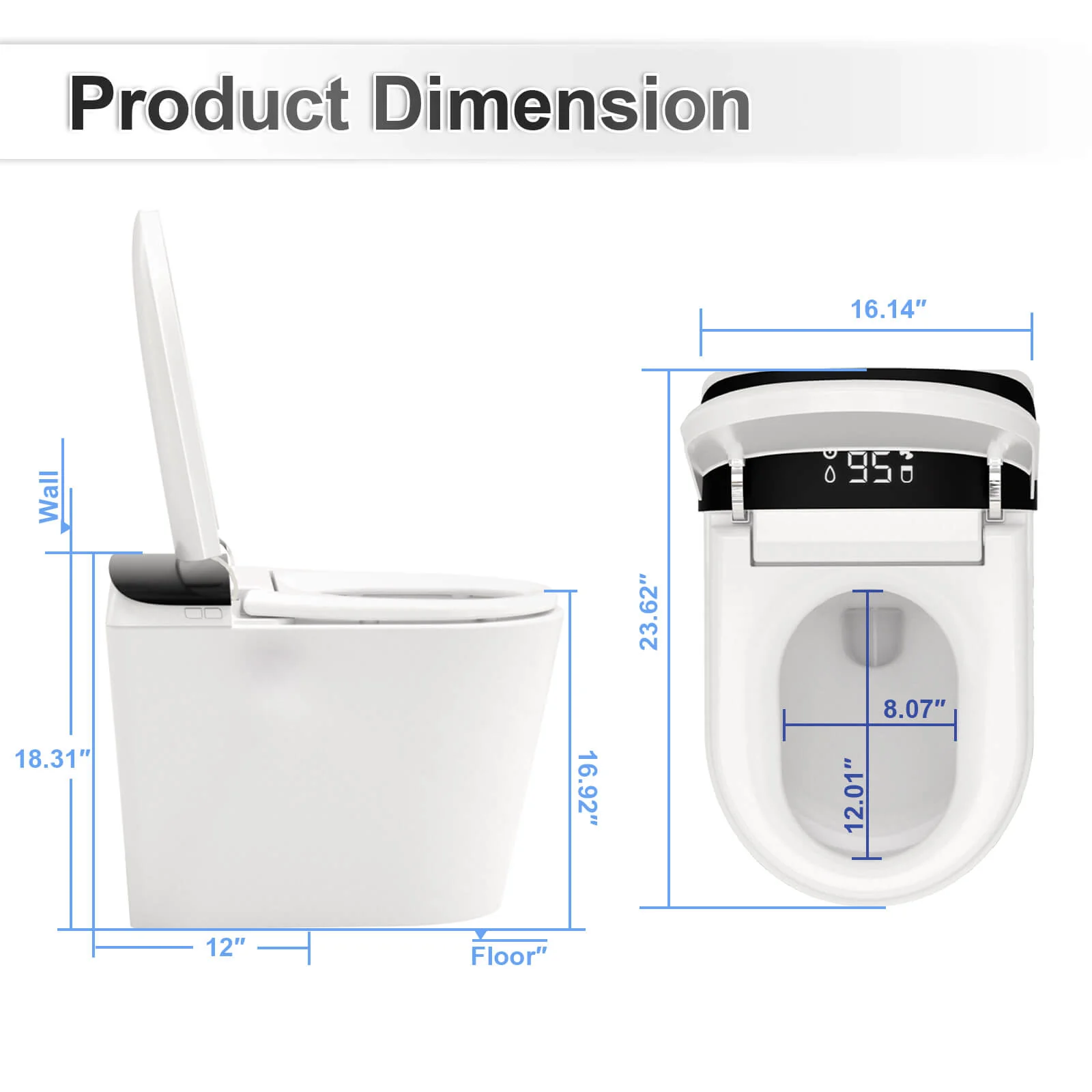 One-Piece Smart Toilet with Heated Seat and Bidet - Image 13