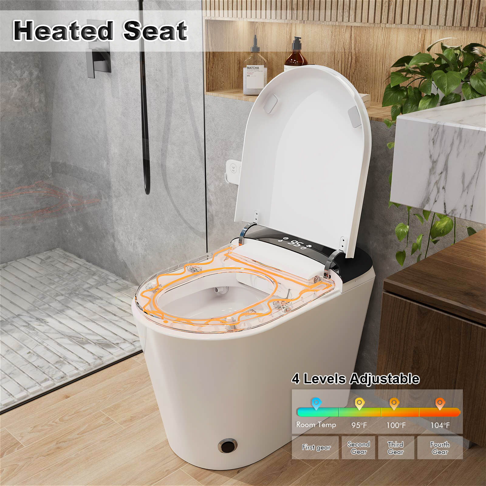 One-Piece Smart Toilet with Heated Seat and Bidet - Image 5