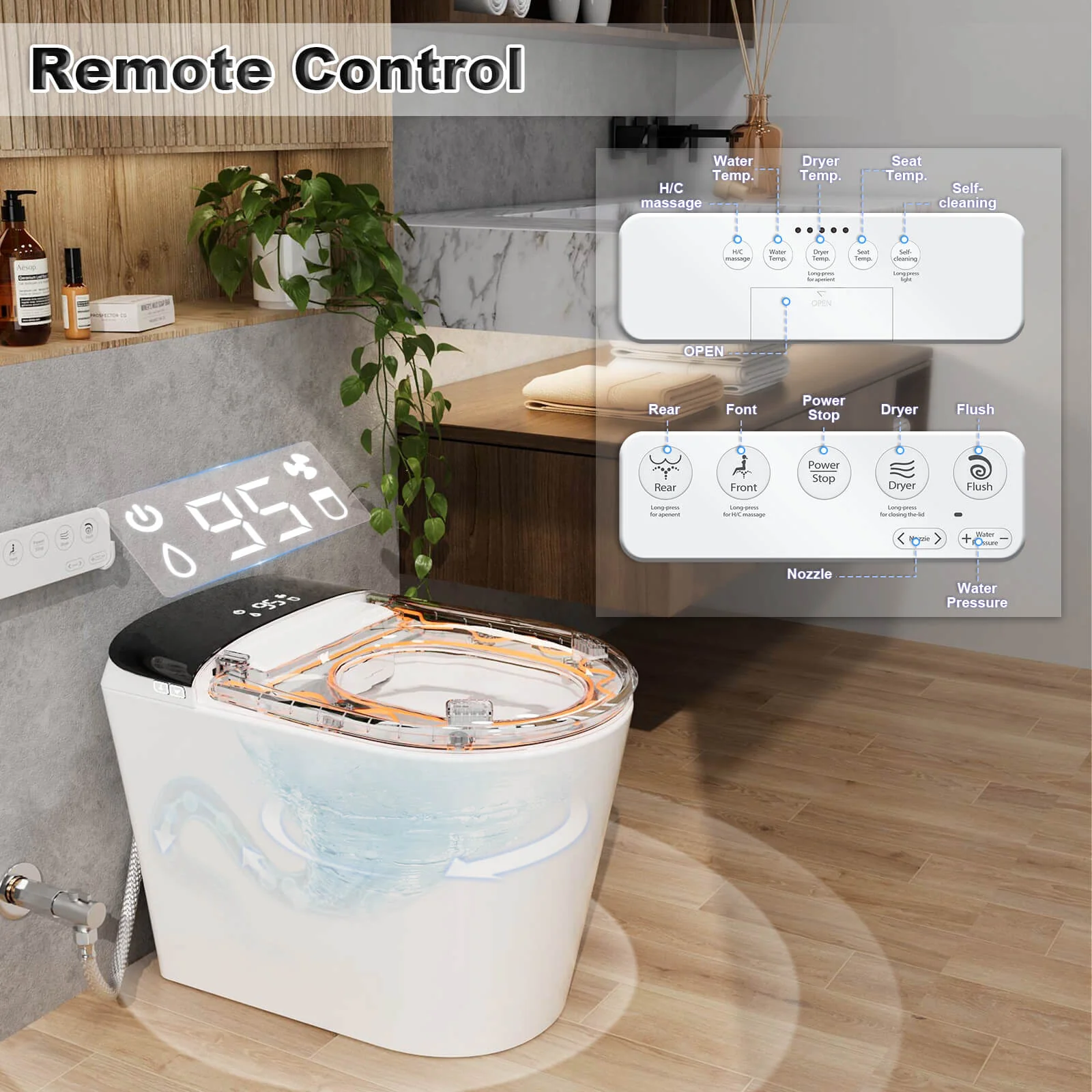One-Piece Smart Toilet with Heated Seat and Bidet - Image 6