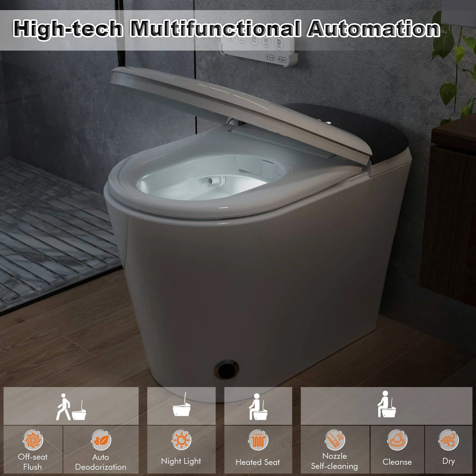 One-Piece Smart Toilet with Heated Seat and Bidet - Image 8