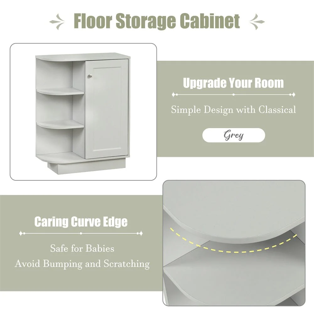 Giving Tree Open Style Shelf Cabinet with Adjustable Plates Ample Storage Space Easy to Assemble, Gray - Image 5