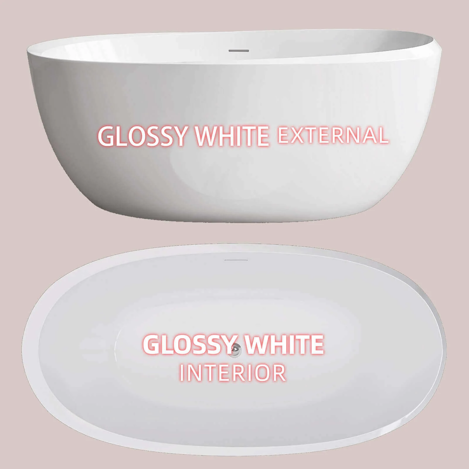 59" Oval Glossy White Thick-Rim Acrylic Bathtub - Image 7