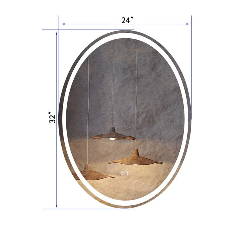 24 x 32 Inch Oval Wall-Mounted Bathroom Vanity Mirror LED Dimmable Anti-Fog - Image 12