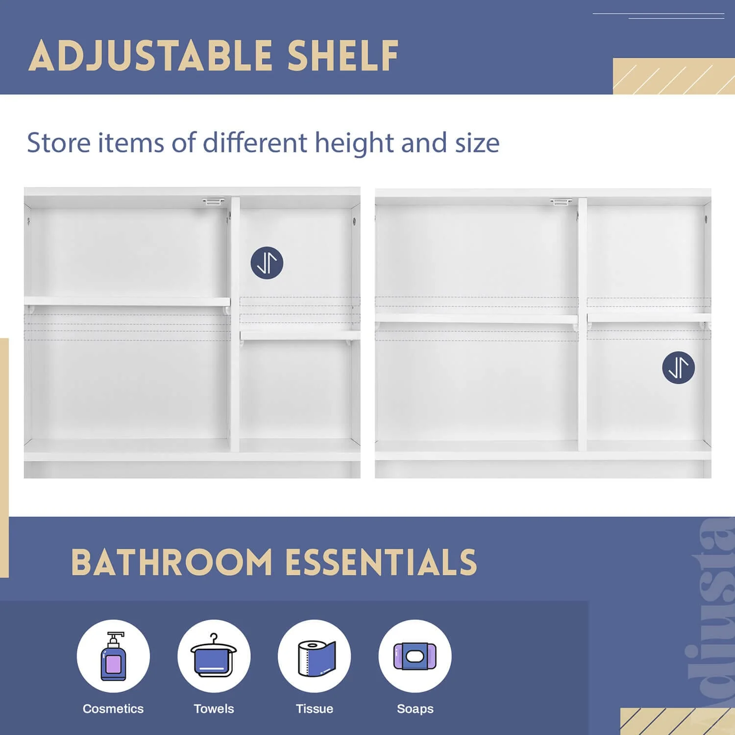 GIVING TREE Over The Toilet Storage Cabinet with Adjustable Shelf and Double Doors - Image 3