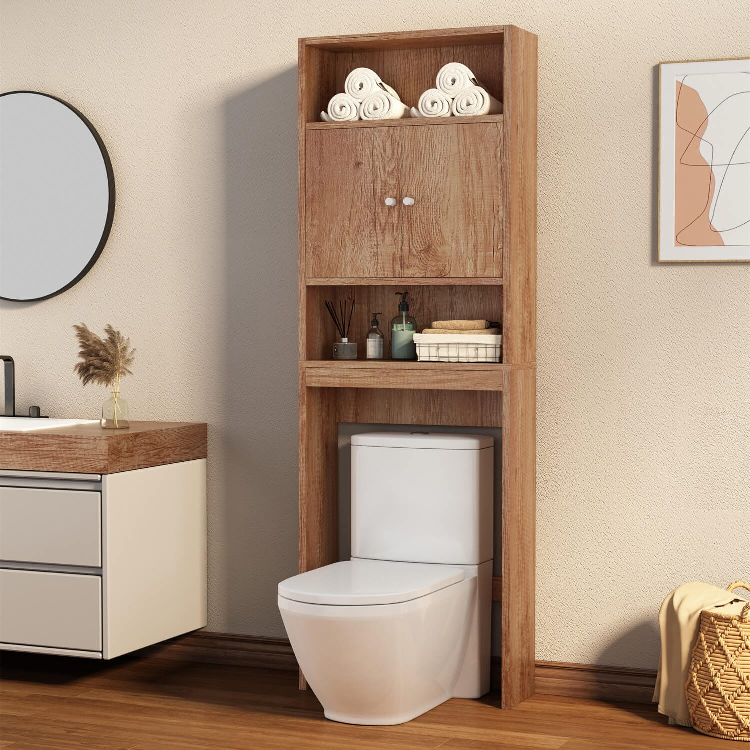 GIVING TREE Over The Toilet Storage Cabinet with Shelf and Double Doors - Image 21