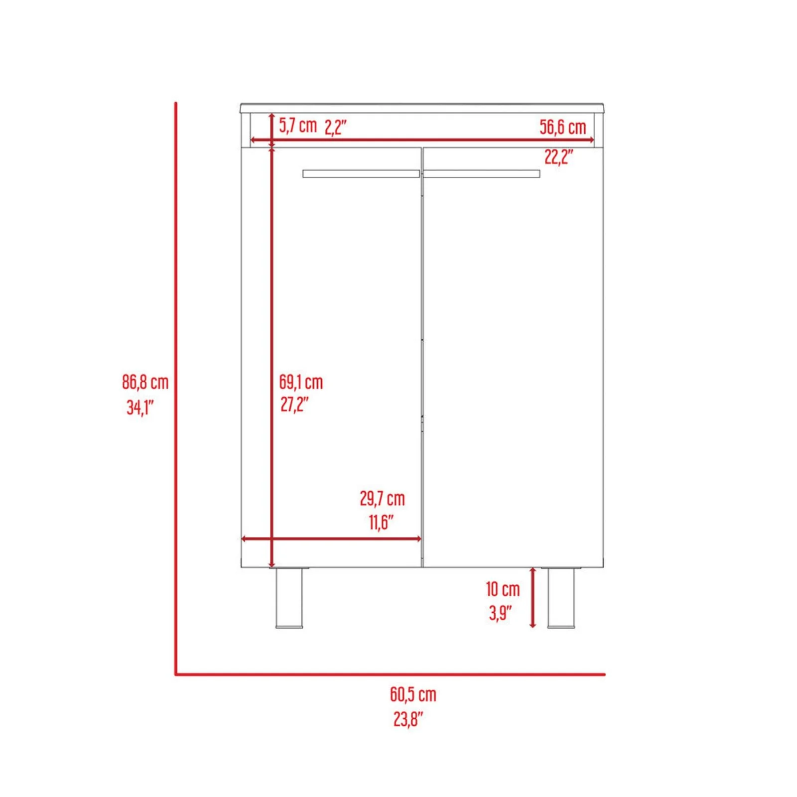 Over The Toilet Cabinet & Freestanding Bathroom Vanity Two-piece Suit - Image 6