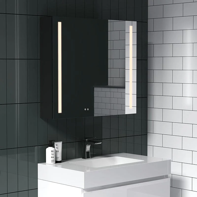Rectangular Dimmable LED Lighted Medicine Cabinet with Mirror, Adjust Glass Shelves - Image 11