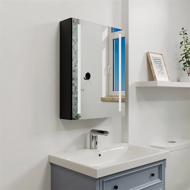 Rectangular Dimmable LED Lighted Medicine Cabinet with Mirror, Adjust Glass Shelves - Image 5