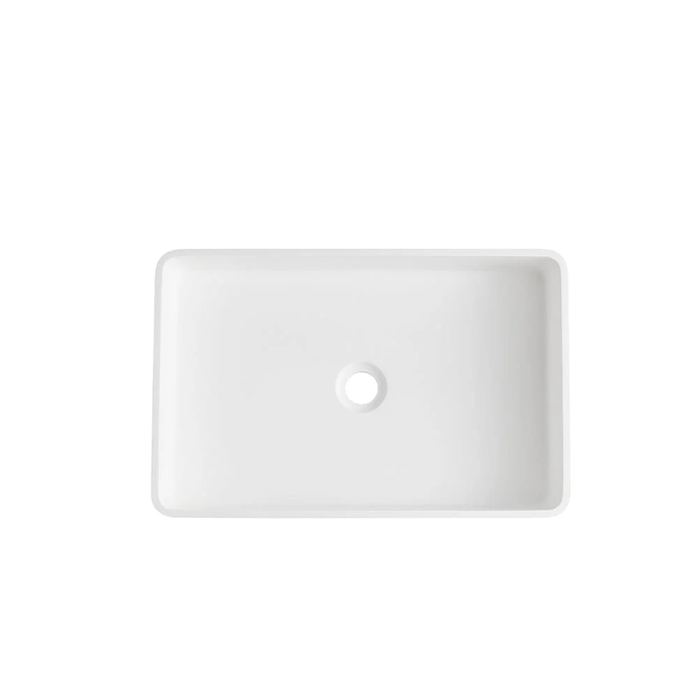 Rectangular Vessel 21" X 14" White Stone Resin Modern Above Counter Bathroom Vanity Sink - Image 7