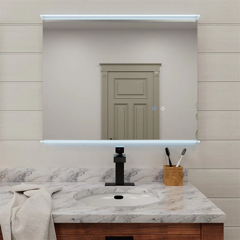 Rectangular Wall Mount LED Lighted Bathroom Vanity Mirror with Shelf - Image 22